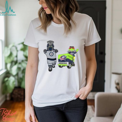 Columbus Blue Jackets VS Winnipeg Jets NHL 2024 mascot cartoon hockey shirt