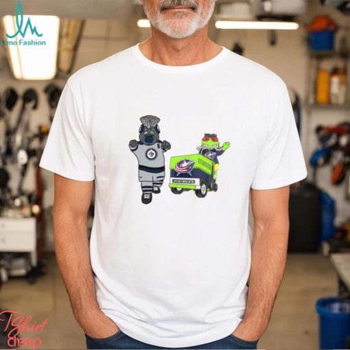 Columbus Blue Jackets VS Winnipeg Jets NHL 2024 mascot cartoon hockey shirt