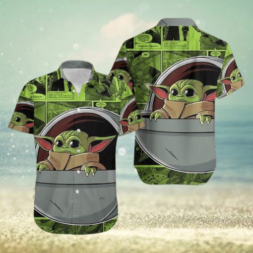 Comic Bliss Funny Baby Yoda Green Hawaiian Shirt Suited Spectacle