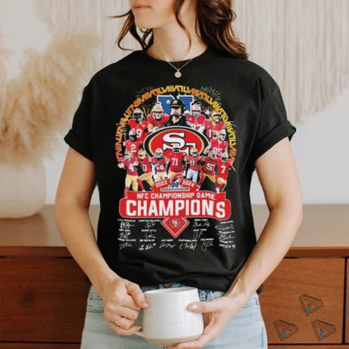 Congrats 49ers Team 2023 2024 NFC Championship Game Champions Signatures Shirt