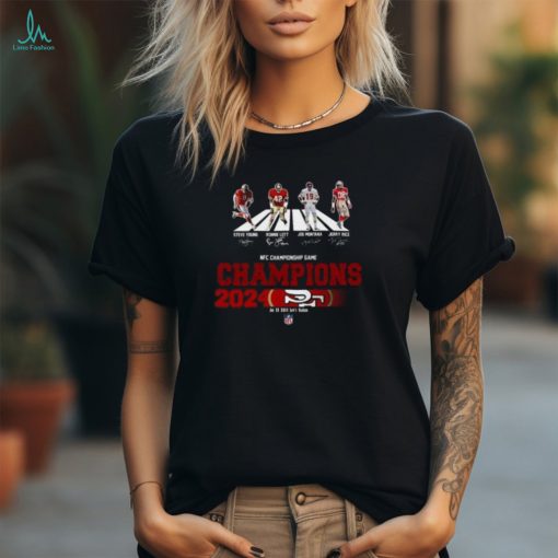 Congratulations San Francisco 49ers Is Champions Of NFC Championship Game Season 2023 2024 At Jan 28 Levi’s Stadium Abbey Road Team Member Signatures Fan Gifts Merchandise T Shirt