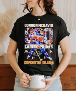 Connor McDavid Career Points Edmonton Oilers signature shirt