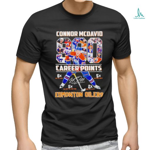 Connor McDavid Career Points Edmonton Oilers signature shirt
