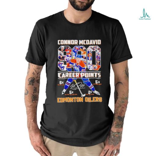 Connor McDavid Career Points Edmonton Oilers signature shirt
