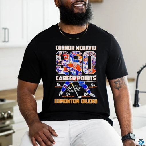 Connor McDavid Career Points Edmonton Oilers signature shirt