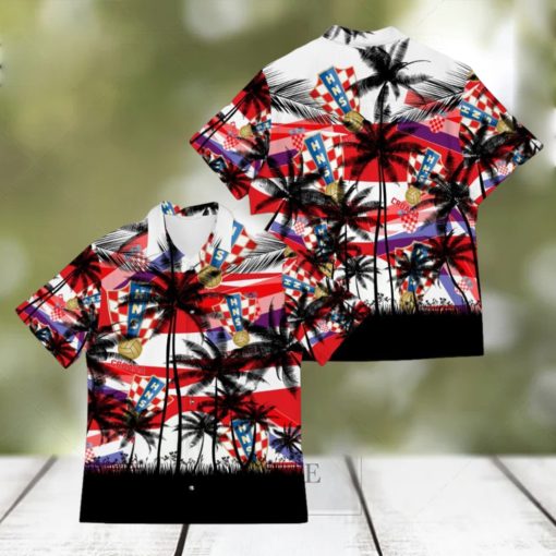 Croatia Coconut Pattern Soccer Team World Cup Qatar Champions Football World Cup 3D Hawaiian Shirt For Fans Men And Women Gift