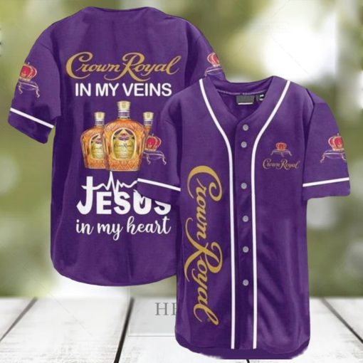 Crown Royal Whiskey Veins Themed Baseball Jersey Royal Drinker
