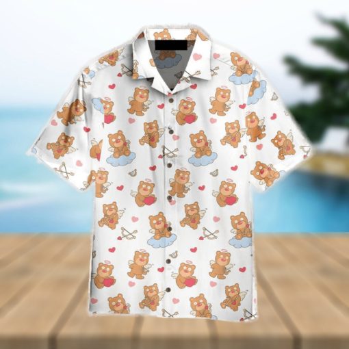 Cupid Brown Bear Valentine Heart Hawaiian Shirt Aloha For Men And Women