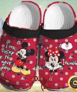 Custom Mickey Minnie I Am Lucky To Have You, Her Know Valentines Crocs