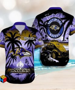 Custom Name Baltimore Ravens Hawaiian Shirt Football Lover Christmas Gift Aloha