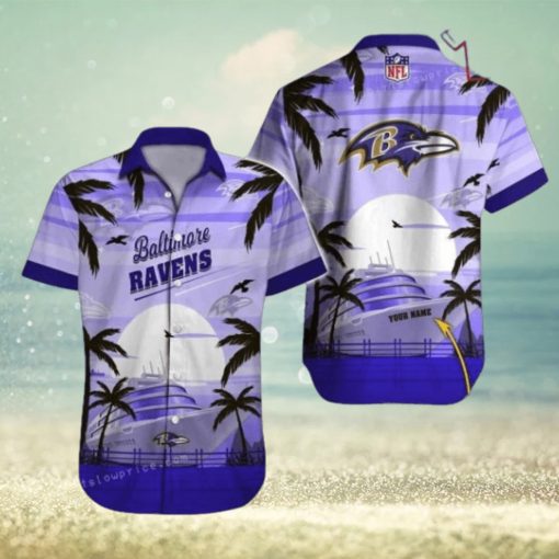 Custom Name Baltimore Ravens Hawaiian Shirt NFL Football Hawaiian Shirt Outfit