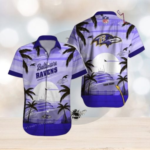 Custom Name Baltimore Ravens Hawaiian Shirt NFL Football Hawaiian Shirt Outfit