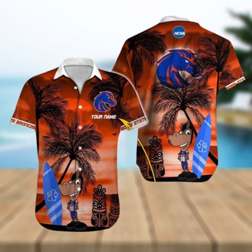 Custom Name Boise State Broncos NCAA Bold Logo Aloha Hawaiian Shirt