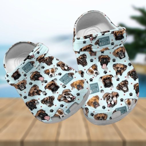 Custom Name Boxer Hibiscus Dog Crocs Shoes for Boxer Fans