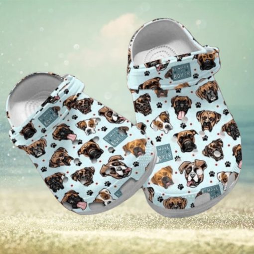 Custom Name Boxer Hibiscus Dog Crocs Shoes for Boxer Fans