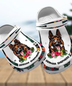 Custom Name German Shepherd Floral Dog Crocs for Moms