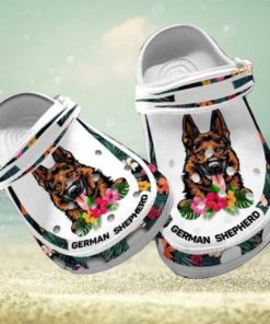 Custom Name German Shepherd Floral Dog Crocs for Moms