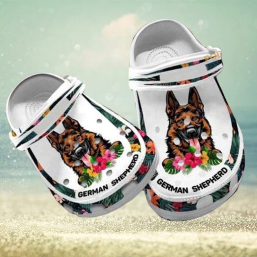 Custom Name German Shepherd Floral Dog Crocs for Moms