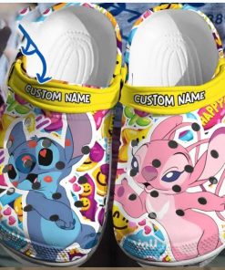 Custom Name Happy Stitch & Angel Crocs