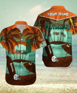 Custom Name Miami Hurricanes NCAA Casual Logo Aloha Hawaiian Shirt