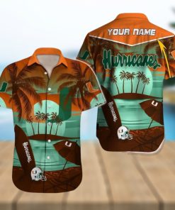 Custom Name Miami Hurricanes NCAA Casual Logo Aloha Hawaiian Shirt