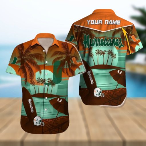 Custom Name Miami Hurricanes NCAA Casual Logo Aloha Hawaiian Shirt