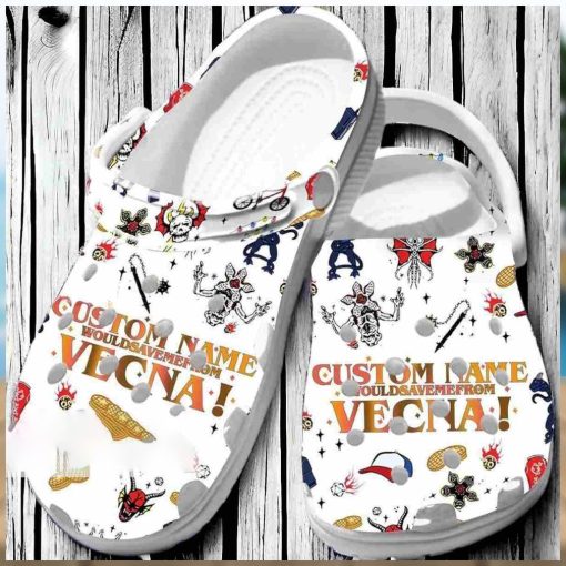 Custom Name Stranger Things Themed White Crocs