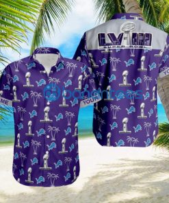 Custom Name Super Bowl LVIII Detroit Lions Purple Hawaiian Shirt Trends For Men Women Gift