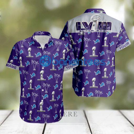 Custom Name Super Bowl LVIII Detroit Lions Purple Hawaiian Shirt Trends For Men Women Gift