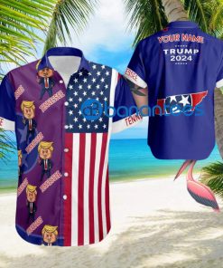 Custom Name Tennessee Hawaiian Shirt Baby Trump Pointing USA Flag Gift For Fans Trump Votes