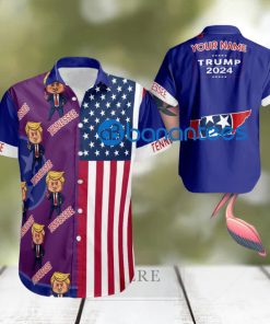 Custom Name Tennessee Hawaiian Shirt Baby Trump Pointing USA Flag Gift For Fans Trump Votes