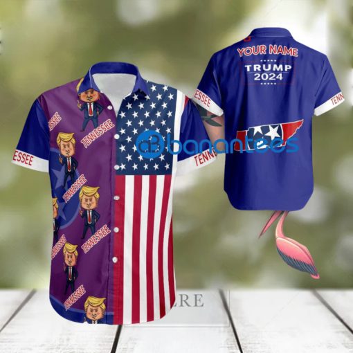 Custom Name Tennessee Hawaiian Shirt Baby Trump Pointing USA Flag Gift For Fans Trump Votes