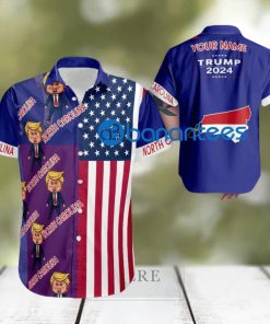 Custom Name Trump Angry North Carolina Hawaiian Shirt Baby Trump Pointing USA Flag Gift For Fans Trump Votes