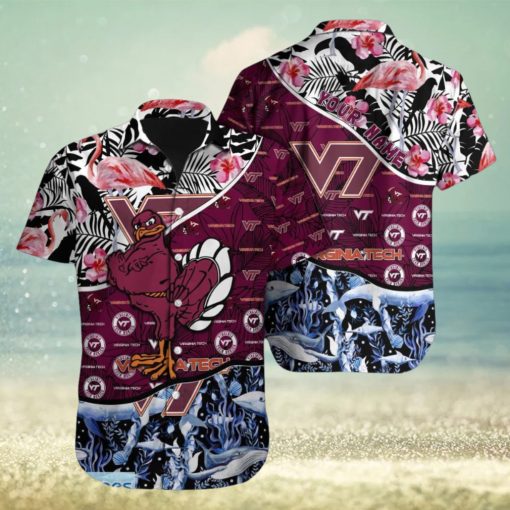 Custom Name Virginia Tech Hokies NCAA Paradise Brand 3D Hawaiian Shirt