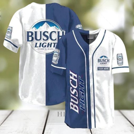 Custom Personalized White Busch Light Beer Baseball Jersey