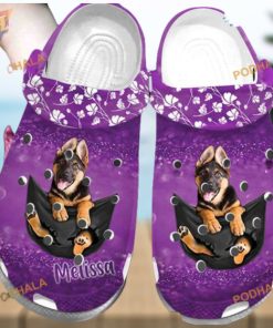 Custom Photo And Name Of Dog Purple Clogs Shoes for Dog Owners