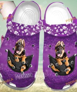 Custom Photo And Name Of Dog Purple Clogs Shoes for Dog Owners