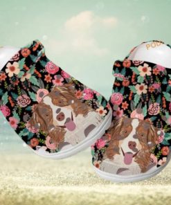 Cute Border Collie Puppy Pink Flower Dog Crocs for Enthusiasts