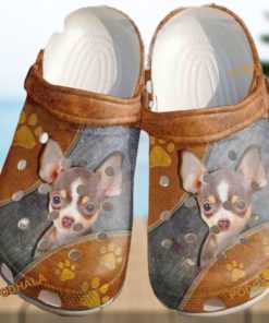Cute Chihuahua Leather Zipper Chihuahua Lover Dog Crocs Shoes