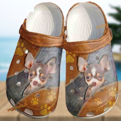 Cute Chihuahua Leather Zipper Chihuahua Lover Dog Crocs Shoes