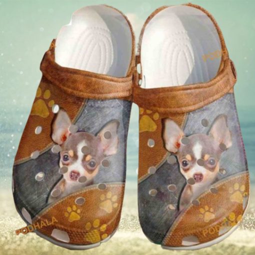Cute Chihuahua Leather Zipper Chihuahua Lover Dog Crocs Shoes