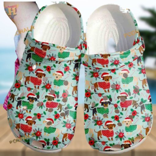 Cute Christmas Dachshunds Festive Crocs Classic Clogs for Holidays