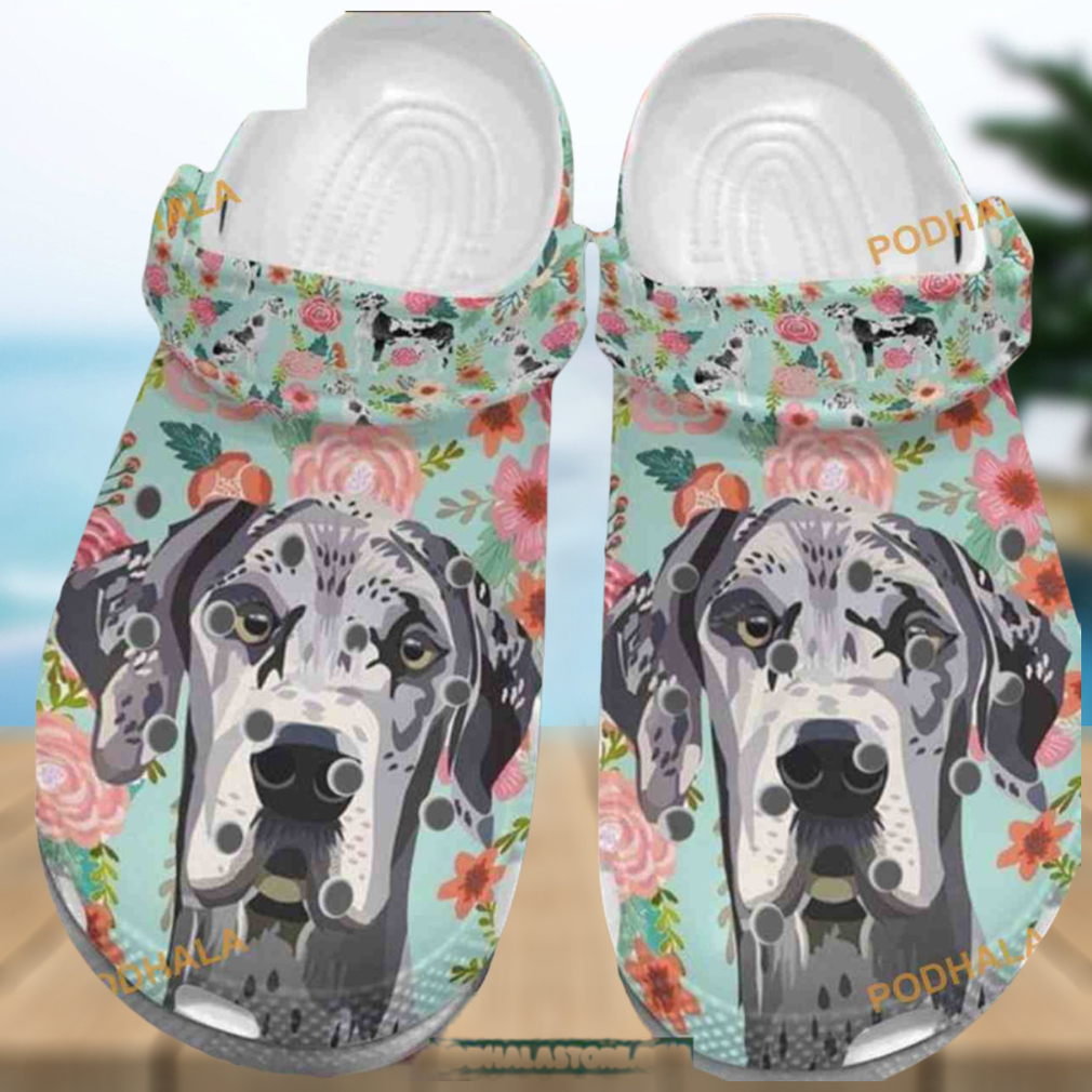 Cute Great Dane Dog Floral Pattern Dog Crocs for Dog Lovers Cute Great Dane Dog Floral Pattern Dog Crocs for Dog Lovers