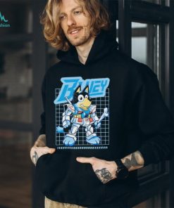 Dad’s Gundam Bandit Heeler in a mecha mobile suit shirt