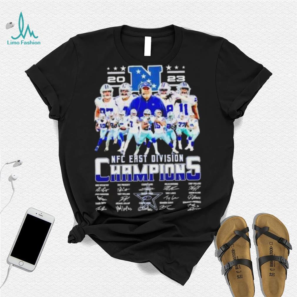 Dallas Cowboys 2023 NFC East Division Champions signatures shirt Dallas Cowboys 2023 NFC East Division Champions signatures shirt