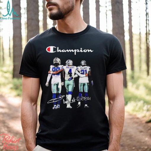 Dallas Cowboys Champion Ceedee Lamb Dak Prescott And Ezekiel Elliott Signatures Shirt