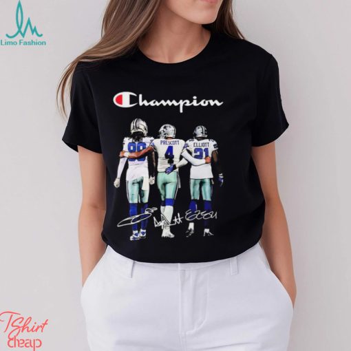 Dallas Cowboys Champion Ceedee Lamb Dak Prescott And Ezekiel Elliott Signatures Shirt