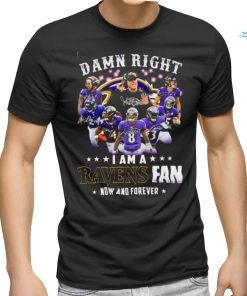 Damn Right I Am A Baltimore Ravens Fan Now And Forever 2023 2024 Road To Super Bowl Signatures Shirt