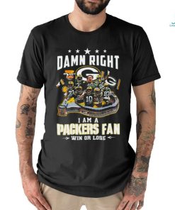 Damn Right I Am A Green Bay Packers Fan Win Or Lose 2023 2024 Super Season Signatures Shirt