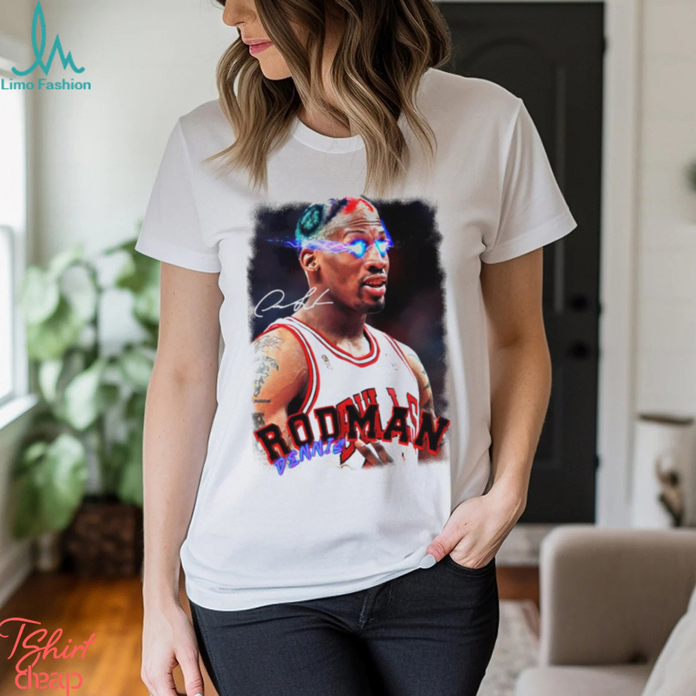 Dennis Rodman electric eye player Chicago Bulls NBA signature shirt Dennis Rodman electric eye player Chicago Bulls NBA signature shirt
